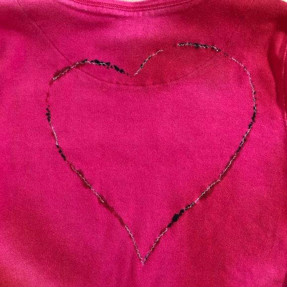 CHICO’S 💗 Beaded Sequined Heart Script Lettering Tee 3/4 Sleeve 🩷💗❤️🩵💚 - Picture 6 of 12